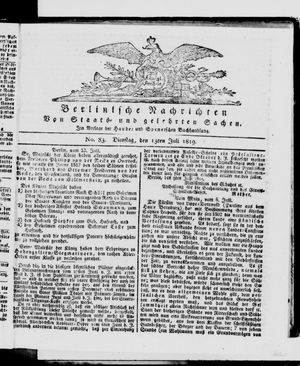 Berlinische Nachrichten von Staats- und gelehrten Sachen vom 13.07.1819