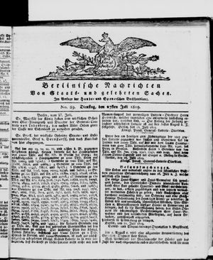 Berlinische Nachrichten von Staats- und gelehrten Sachen vom 27.07.1819