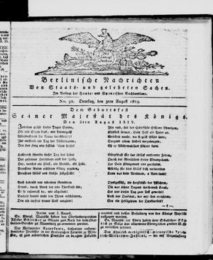 Berlinische Nachrichten von Staats- und gelehrten Sachen vom 03.08.1819