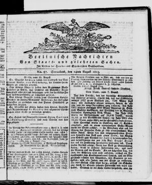 Berlinische Nachrichten von Staats- und gelehrten Sachen vom 14.08.1819