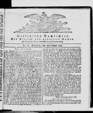 Berlinische Nachrichten von Staats- und gelehrten Sachen vom 19.08.1819