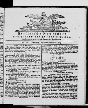 Berlinische Nachrichten von Staats- und gelehrten Sachen vom 09.09.1819