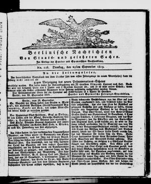 Berlinische Nachrichten von Staats- und gelehrten Sachen vom 28.09.1819