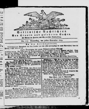 Berlinische Nachrichten von Staats- und gelehrten Sachen vom 30.09.1819