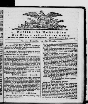Berlinische Nachrichten von Staats- und gelehrten Sachen vom 16.12.1819