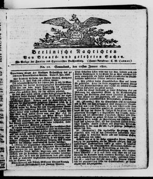 Berlinische Nachrichten von Staats- und gelehrten Sachen vom 22.01.1820