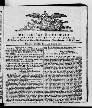 Berlinische Nachrichten von Staats- und gelehrten Sachen vom 25.01.1820