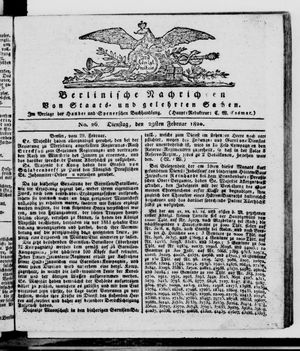 Berlinische Nachrichten von Staats- und gelehrten Sachen on Feb 29, 1820