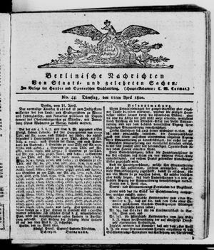 Berlinische Nachrichten von Staats- und gelehrten Sachen vom 11.04.1820