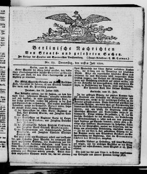 Berlinische Nachrichten von Staats- und gelehrten Sachen vom 20.07.1820