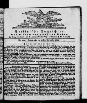 Berlinische Nachrichten von Staats- und gelehrten Sachen vom 23.09.1820