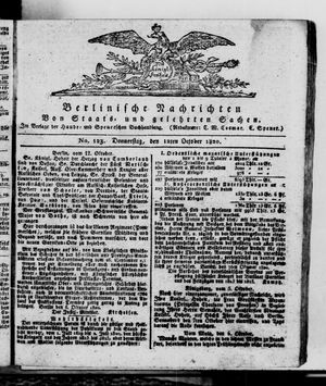 Berlinische Nachrichten von Staats- und gelehrten Sachen on Oct 12, 1820