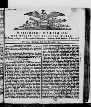 Berlinische Nachrichten von Staats- und gelehrten Sachen vom 07.11.1820