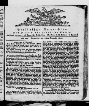 Berlinische Nachrichten von Staats- und gelehrten Sachen vom 30.11.1820