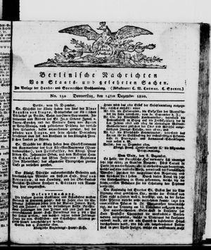 Berlinische Nachrichten von Staats- und gelehrten Sachen vom 14.12.1820