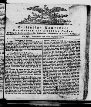 Berlinische Nachrichten von Staats- und gelehrten Sachen vom 16.12.1820