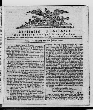 Berlinische Nachrichten von Staats- und gelehrten Sachen vom 06.02.1821