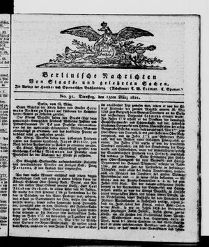 Berlinische Nachrichten von Staats- und gelehrten Sachen vom 13.03.1821