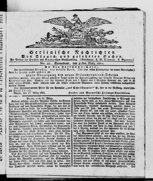 Berlinische Nachrichten von Staats- und gelehrten Sachen vom 31.03.1821