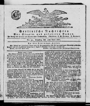 Berlinische Nachrichten von Staats- und gelehrten Sachen vom 03.04.1821