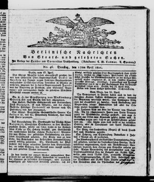 Berlinische Nachrichten von Staats- und gelehrten Sachen vom 17.04.1821