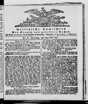 Berlinische Nachrichten von Staats- und gelehrten Sachen vom 19.04.1821
