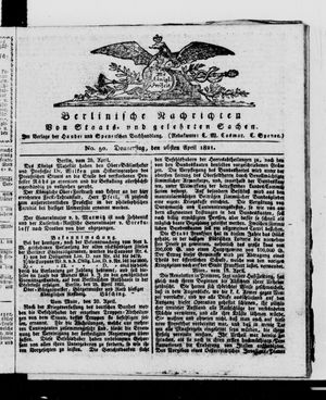 Berlinische Nachrichten von Staats- und gelehrten Sachen vom 26.04.1821