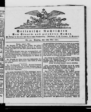 Berlinische Nachrichten von Staats- und gelehrten Sachen on May 1, 1821