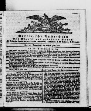 Berlinische Nachrichten von Staats- und gelehrten Sachen vom 21.06.1821