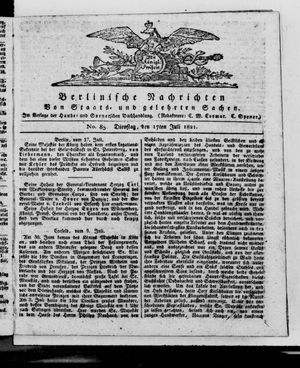 Berlinische Nachrichten von Staats- und gelehrten Sachen vom 17.07.1821