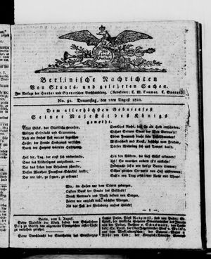 Berlinische Nachrichten von Staats- und gelehrten Sachen vom 02.08.1821