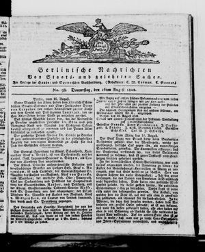 Berlinische Nachrichten von Staats- und gelehrten Sachen vom 16.08.1821