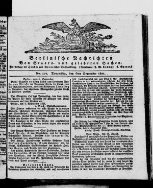 Berlinische Nachrichten von Staats- und gelehrten Sachen vom 06.09.1821