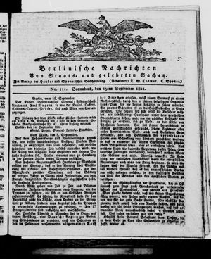 Berlinische Nachrichten von Staats- und gelehrten Sachen vom 15.09.1821