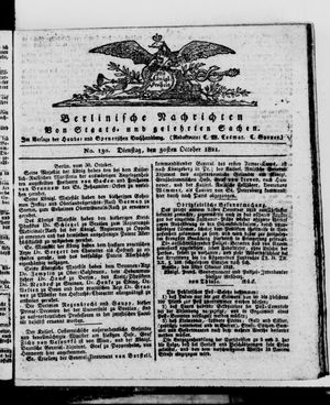 Berlinische Nachrichten von Staats- und gelehrten Sachen vom 30.10.1821