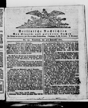 Berlinische Nachrichten von Staats- und gelehrten Sachen vom 03.11.1821