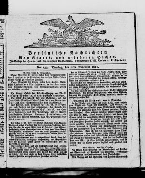 Berlinische Nachrichten von Staats- und gelehrten Sachen vom 06.11.1821