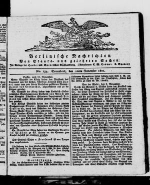 Berlinische Nachrichten von Staats- und gelehrten Sachen vom 10.11.1821