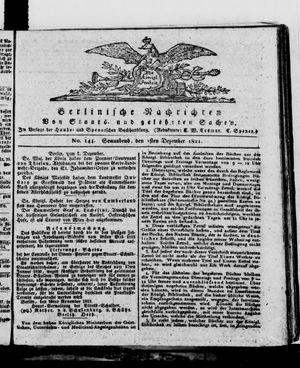 Berlinische Nachrichten von Staats- und gelehrten Sachen vom 01.12.1821