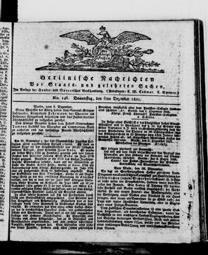 Berlinische Nachrichten von Staats- und gelehrten Sachen vom 06.12.1821