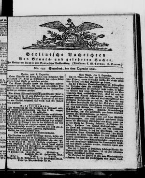 Berlinische Nachrichten von Staats- und gelehrten Sachen vom 08.12.1821