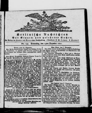 Berlinische Nachrichten von Staats- und gelehrten Sachen vom 13.12.1821