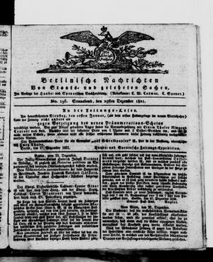 Berlinische Nachrichten von Staats- und gelehrten Sachen vom 29.12.1821