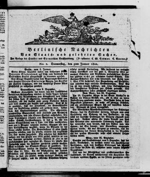 Berlinische Nachrichten von Staats- und gelehrten Sachen vom 03.01.1822