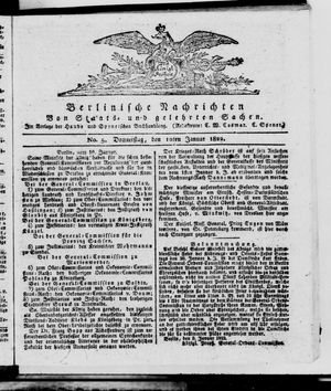Berlinische Nachrichten von Staats- und gelehrten Sachen vom 10.01.1822