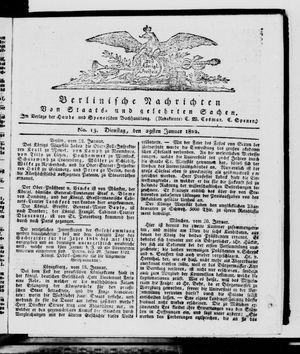 Berlinische Nachrichten von Staats- und gelehrten Sachen vom 29.01.1822