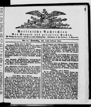 Berlinische Nachrichten von Staats- und gelehrten Sachen on Feb 14, 1822