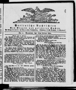 Berlinische Nachrichten von Staats- und gelehrten Sachen vom 16.02.1822