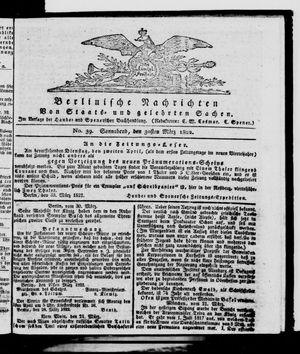 Berlinische Nachrichten von Staats- und gelehrten Sachen vom 30.03.1822