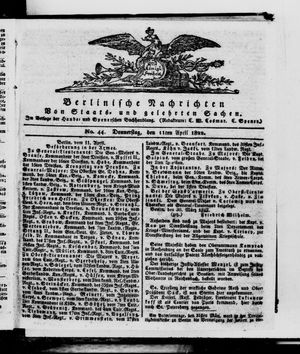 Berlinische Nachrichten von Staats- und gelehrten Sachen vom 11.04.1822
